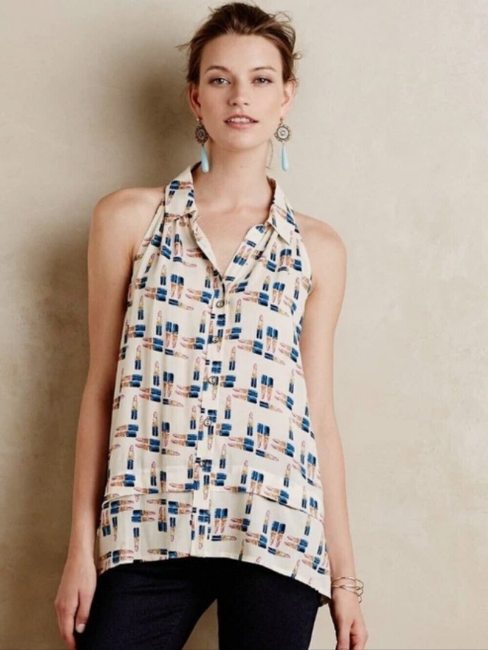 Anthropologie Maeve Lipstick Button Up Top 6
